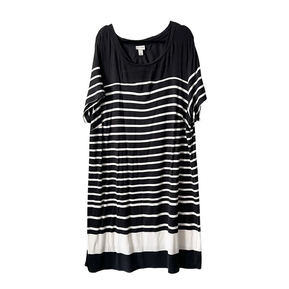 Ava & Viv Striped Short Sleeve Tunic Modal Dress Womens 3X Casual Loungewear